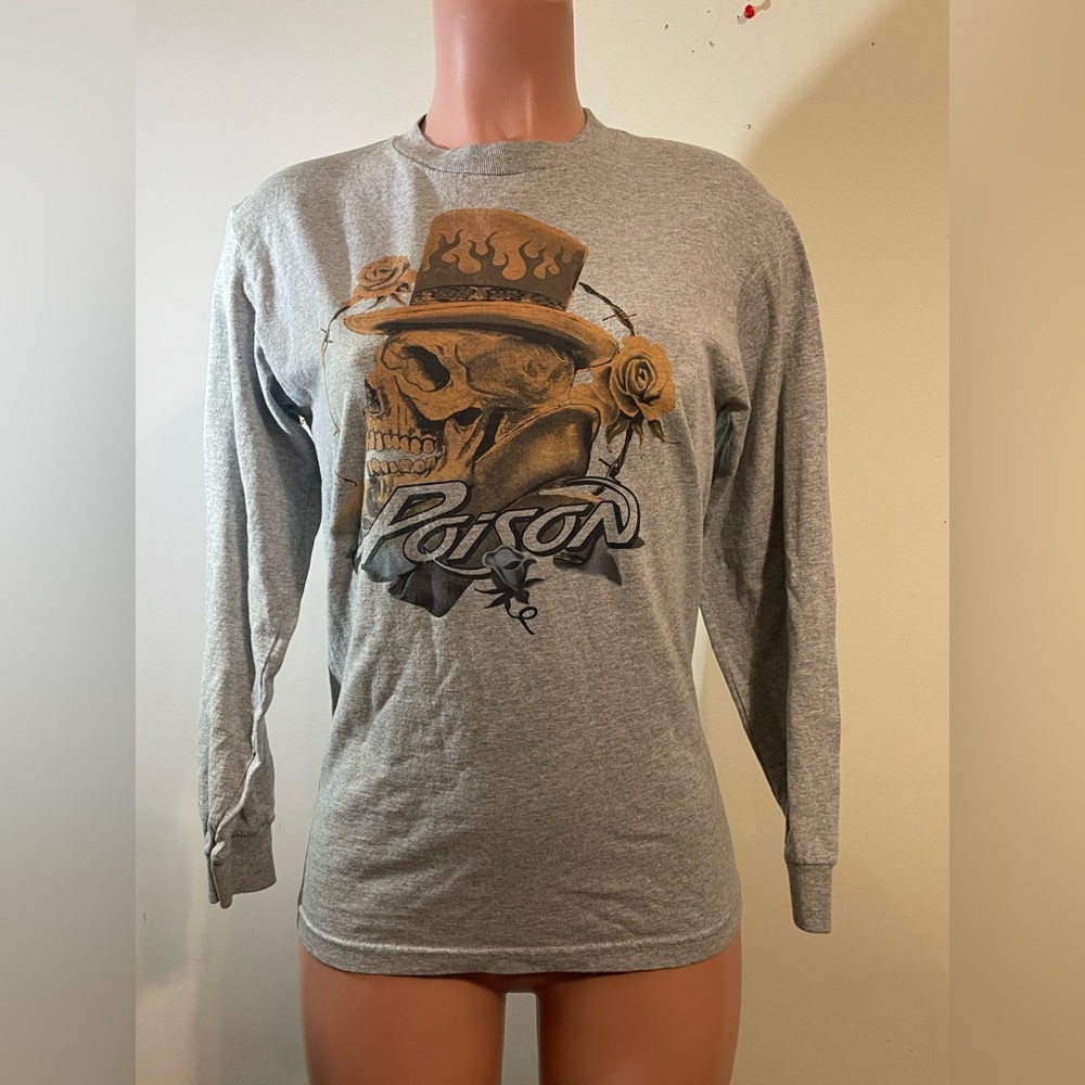Poison‎ Band T-Shirt Small unisex gray Heavy Metal VTG Style Reto 90s Rock band